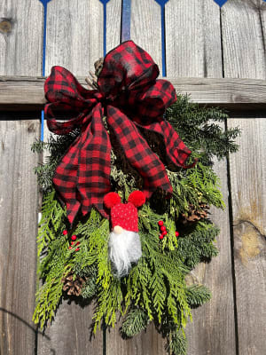 Handmade Christmas Swagg with Bow and Decor Flower Bouquet