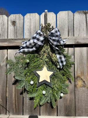 Handmade Christmas Swagg with Bow and Decor Flower Bouquet