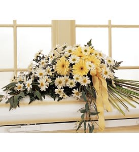 Drop Of Sunshine Casket Spray Flower Bouquet