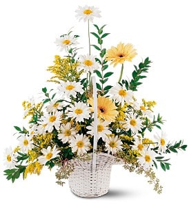 Drop Of Sunshine Basket Flower Bouquet