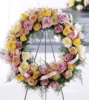 Vibrant Sympathy Wreath Flower Bouquet