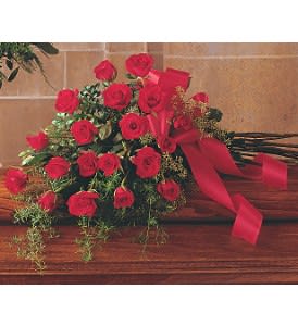 Red Rose Tribute Casket Spray Flower Bouquet