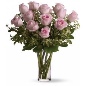 A Dozen Pink Roses Flower Bouquet