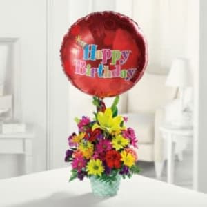 Happy Birthday Basket Flower Arrangement Happy Birthday Basket Flower Bouquet