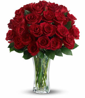 Love and Devotion - Long Stemmed Red Roses Flower Bouquet