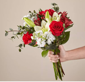 Velvet wraped bqt-No Vase Flower Bouquet
