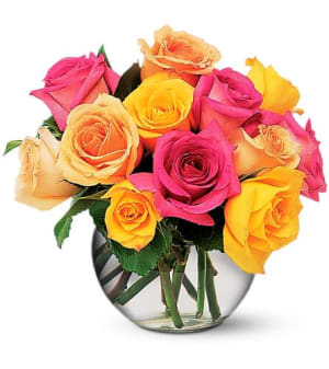 Multi-Colored Roses Flower Arrangement Multi-Colored Roses Flower Bouquet