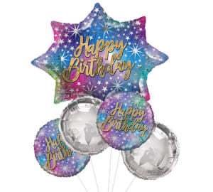 Happy Birthday Sparkle Balloon Bouquet With Candy Weight Flower Bouquet