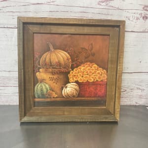 Fall Portrait In Wooden Frame Flower Bouquet