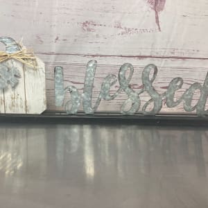 Metal & Wooden Sitting Pumpkin Signs Flower Bouquet
