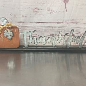 Metal & Wooden Sitting Pumpkin Signs Flower Bouquet