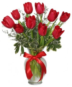 ROMANTIC RED TULIPS ARRANGEMENT Flower Bouquet