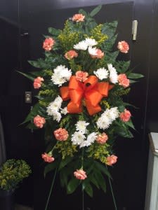 BF CARNATION/ MUM SPRAY ORANGE FUNERAL FLOWER Flower Bouquet