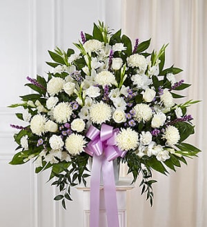 Heartfelt Sympathies™ Lavender Standing Basket Flower Bouquet