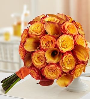 Golden Sunset Rose and Mini Calla Lily Bouque Flower Bouquet