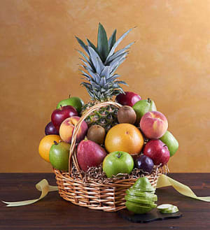 Deluxe All Fruit Basket Flower Bouquet