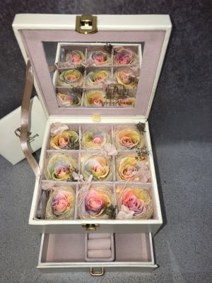 Preserved Rose Rainbow Jewelry Box Flower Bouquet