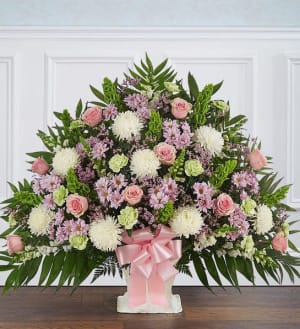 Heartfelt Tribute™ Floor Basket- Pastel XL Flower Bouquet