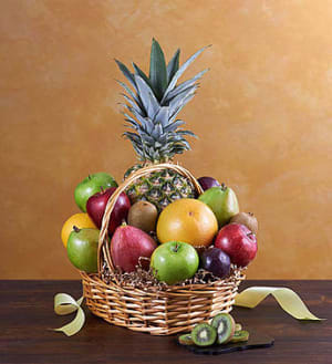Deluxe All Fruit Basket Flower Bouquet