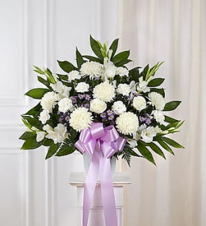 Heartfelt Sympathies™ Lavender Standing Basket Flower Bouquet