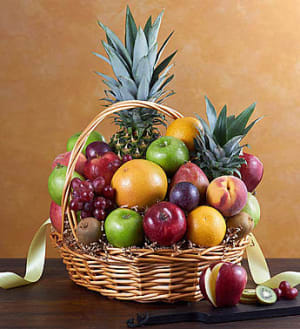 Deluxe All Fruit Basket Flower Bouquet