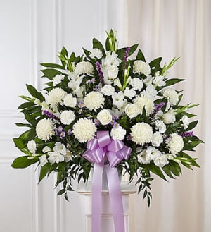 Heartfelt Sympathies™ Lavender Standing Basket Flower Bouquet