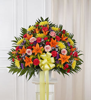 Heartfelt Sympathies™ Bright Standing Basket Flower Bouquet