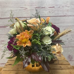 Peach Pizzaz Pumpkin Flower Bouquet