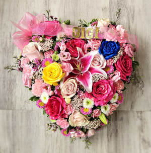 Stargazer Pink and White Closed Heart Flower Bouquet