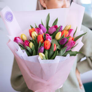 35 MIX TULIPS  (vase included) Flower Bouquet