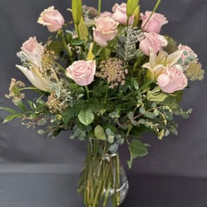 PINK ROSES WITH LILIES Flower Bouquet