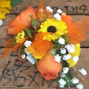 Rustic Sunflower and Orange Rose Wedding Flowers Flower Bouquet