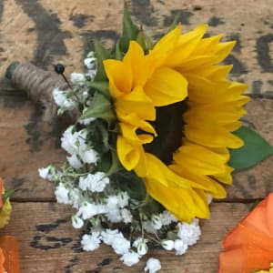 Rustic Sunflower and Orange Rose Wedding Flowers Flower Bouquet