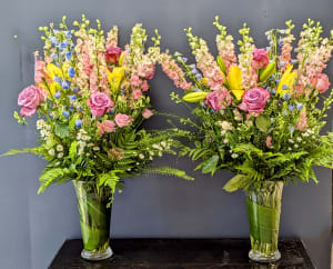 Urn Surround Pinks Flower Bouquet