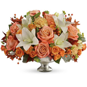 Teleflora's Harvest Shimmer Centrepiece Flower Bouquet