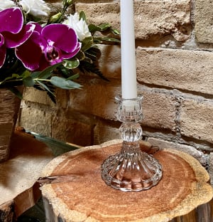 Medium Candle Holder With Candle Flower Bouquet