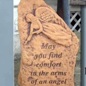 Arms of An Angel Memorial Stone on Stand Flower Bouquet