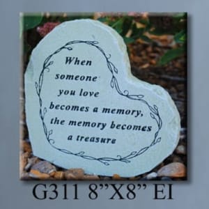 Treasured Memory (Heart) Memorial Stone Flower Bouquet