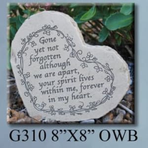 Gone Yet Not Forgotten (Heart) Memorial Stone Flower Bouquet
