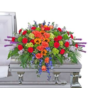 Treasured Memories Casket Spray Flower Bouquet