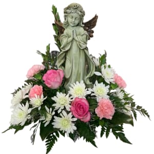 Praying Angel with Bronze Wings Flower Bouquet