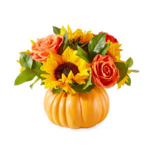 Golden Harvest Pumpkin Bouquet (Pumpkin vase in gallery) Flower Bouquet