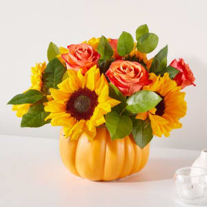 Golden Harvest Pumpkin Bouquet (Pumpkin vase in gallery) Flower Bouquet