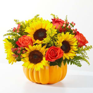 Golden Harvest Pumpkin Bouquet (Pumpkin vase in gallery) Flower Bouquet