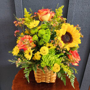 Sunflower Harvest Basket Flower Bouquet