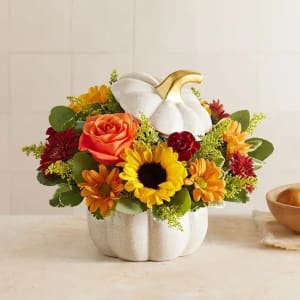 AUTUMN WHITE PUMPKIN Flower Bouquet