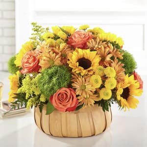 Sunshine in a Basket Flower Bouquet