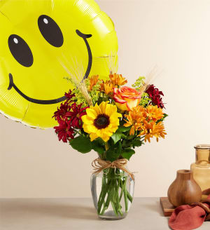 Fields Of Europe for Fall with Jumbo Birthday Balloon Flower Bouquet