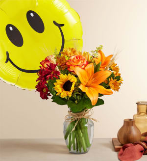 Fields Of Europe for Fall with Jumbo Birthday Balloon Flower Bouquet