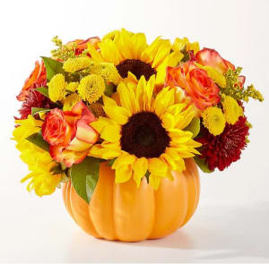 Golden Gourd Pumpkin Flower Bouquet